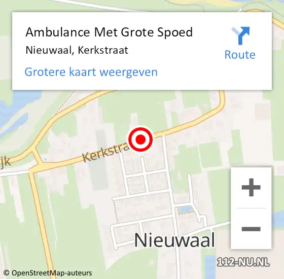 Locatie op kaart van de 112 melding: Ambulance Met Grote Spoed Naar Nieuwaal, Kerkstraat op 20 januari 2020 19:55