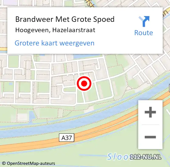 Locatie op kaart van de 112 melding: Brandweer Met Grote Spoed Naar Hoogeveen, Hazelaarstraat op 20 januari 2020 20:44