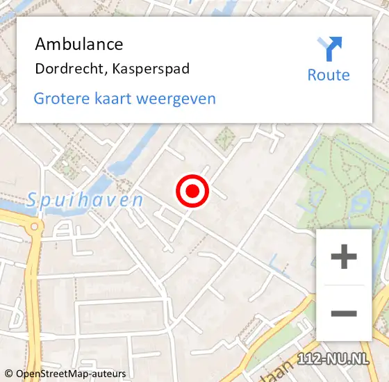 Locatie op kaart van de 112 melding: Ambulance Dordrecht, Kasperspad op 20 januari 2020 21:40