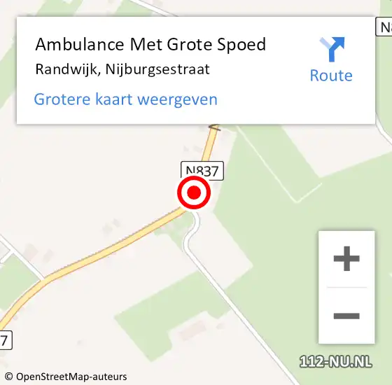 Locatie op kaart van de 112 melding: Ambulance Met Grote Spoed Naar Randwijk, Nijburgsestraat op 20 januari 2020 22:25