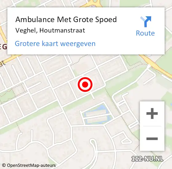 Locatie op kaart van de 112 melding: Ambulance Met Grote Spoed Naar Veghel, Houtmanstraat op 21 januari 2020 02:08