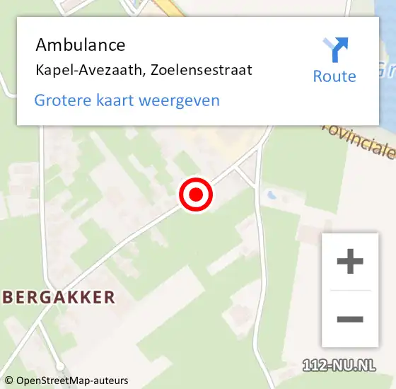 Locatie op kaart van de 112 melding: Ambulance Kapel-Avezaath, Zoelensestraat op 21 januari 2020 08:10