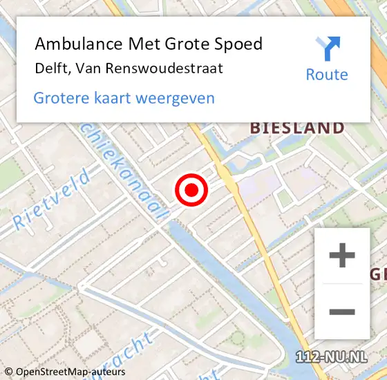 Locatie op kaart van de 112 melding: Ambulance Met Grote Spoed Naar Delft, Van Renswoudestraat op 21 januari 2020 08:31