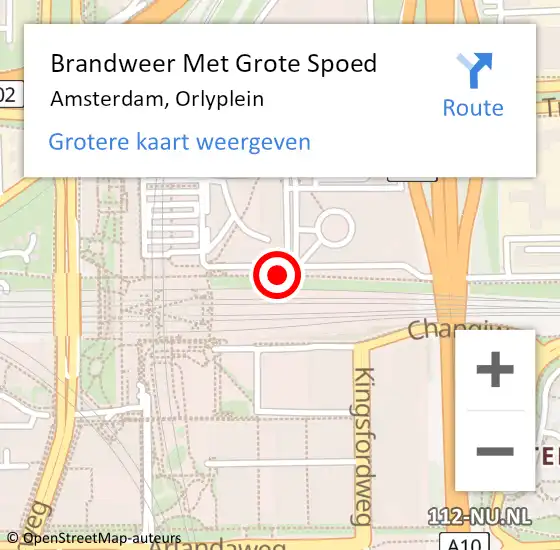Locatie op kaart van de 112 melding: Brandweer Met Grote Spoed Naar Amsterdam, Orlyplein op 21 januari 2020 11:33