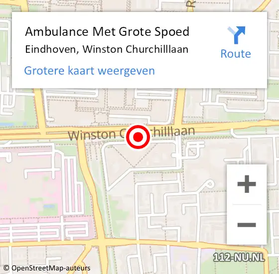 Locatie op kaart van de 112 melding: Ambulance Met Grote Spoed Naar Eindhoven, Winston Churchilllaan op 21 januari 2020 11:35