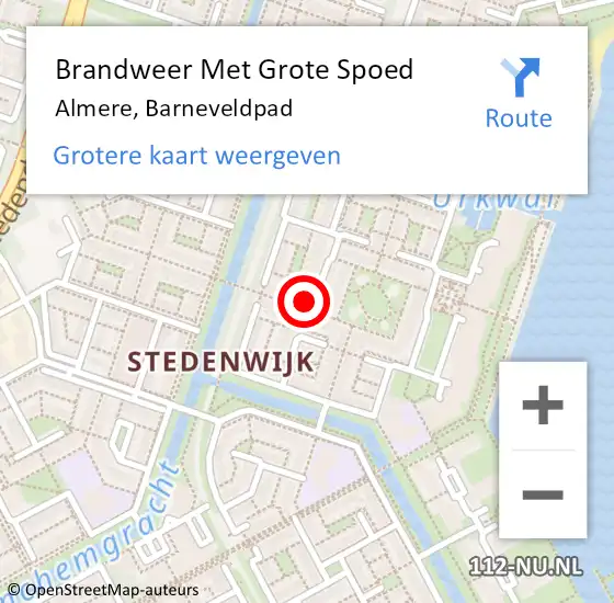 Locatie op kaart van de 112 melding: Brandweer Met Grote Spoed Naar Almere, Barneveldpad op 26 april 2014 06:03