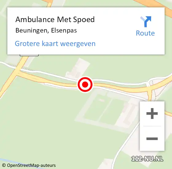 Locatie op kaart van de 112 melding: Ambulance Met Spoed Naar Beuningen, Elsenpas op 21 januari 2020 11:38
