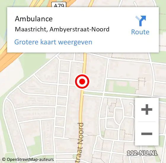 Locatie op kaart van de 112 melding: Ambulance Maastricht, Ambyerstraat-Noord op 21 januari 2020 11:39