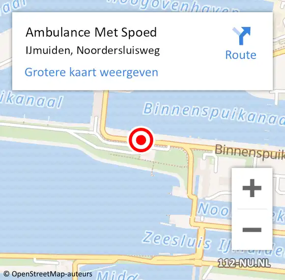 Locatie op kaart van de 112 melding: Ambulance Met Spoed Naar IJmuiden, Noordersluisweg op 21 januari 2020 12:50