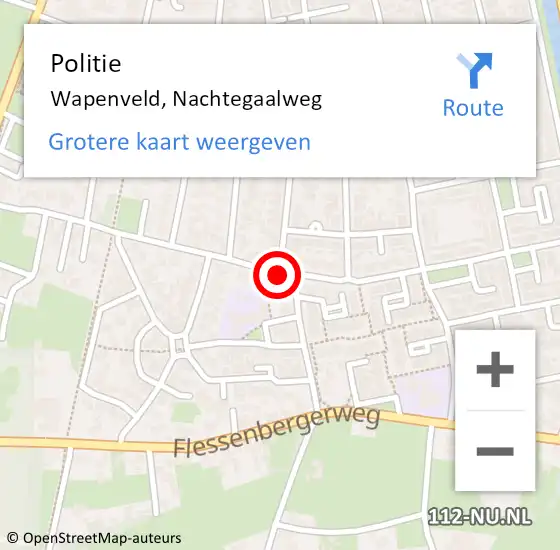 Locatie op kaart van de 112 melding: Politie Wapenveld, Nachtegaalweg op 21 januari 2020 14:11