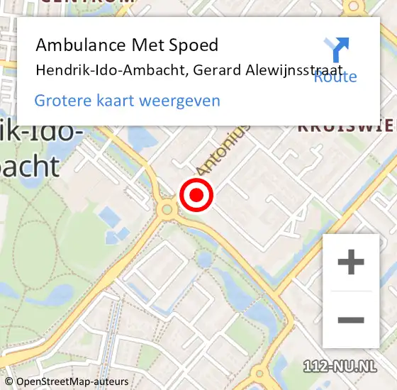 Locatie op kaart van de 112 melding: Ambulance Met Spoed Naar Hendrik-Ido-Ambacht, Gerard Alewijnsstraat op 21 januari 2020 14:46