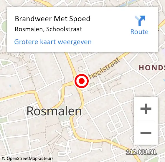 Locatie op kaart van de 112 melding: Brandweer Met Spoed Naar Rosmalen, Schoolstraat op 21 januari 2020 15:09