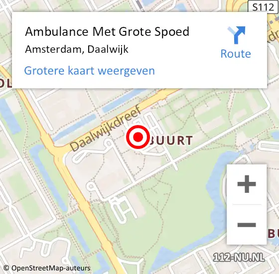 Locatie op kaart van de 112 melding: Ambulance Met Grote Spoed Naar Amsterdam, Daalwijk op 21 januari 2020 18:42