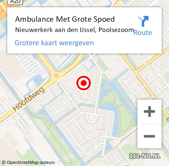 Locatie op kaart van de 112 melding: Ambulance Met Grote Spoed Naar Nieuwerkerk aan den IJssel, Poolsezoom op 21 januari 2020 21:03