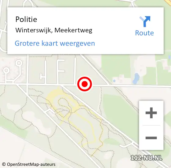 Locatie op kaart van de 112 melding: Politie Winterswijk, Meekertweg op 21 januari 2020 21:37