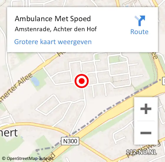 Locatie op kaart van de 112 melding: Ambulance Met Spoed Naar Amstenrade, Achter den Hof op 22 januari 2020 00:36