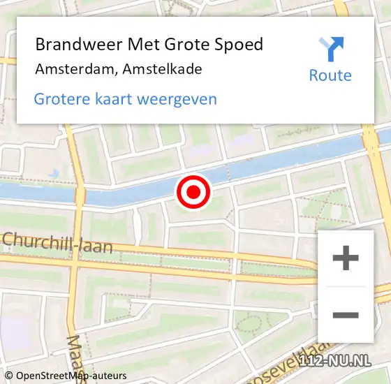 Locatie op kaart van de 112 melding: Brandweer Met Grote Spoed Naar Amsterdam, Amstelkade op 22 januari 2020 07:31