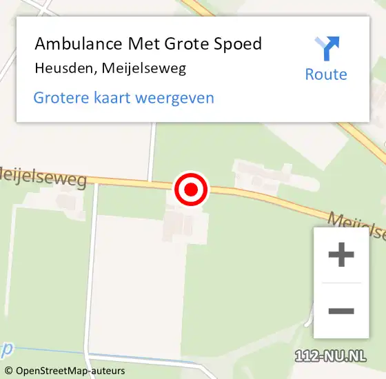 Locatie op kaart van de 112 melding: Ambulance Met Grote Spoed Naar Heusden, Meijelseweg op 22 januari 2020 10:44