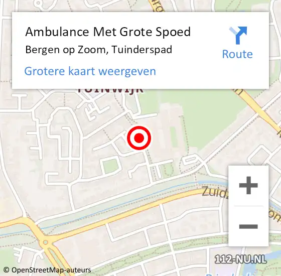 Locatie op kaart van de 112 melding: Ambulance Met Grote Spoed Naar Bergen op Zoom, Tuinderspad op 22 januari 2020 12:50
