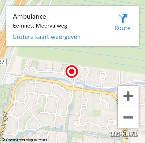 Locatie op kaart van de 112 melding: Ambulance Eemnes, Meervalweg op 26 april 2014 09:36