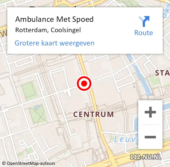 Locatie op kaart van de 112 melding: Ambulance Met Spoed Naar Rotterdam, Coolsingel op 22 januari 2020 17:19