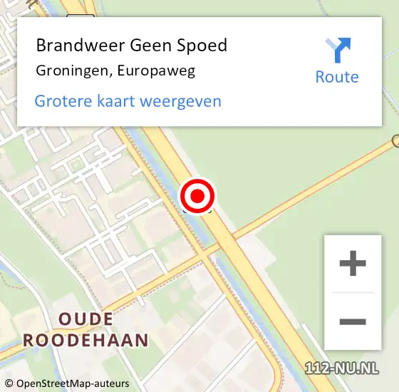 Locatie op kaart van de 112 melding: Brandweer Geen Spoed Naar Groningen, Europaweg op 22 januari 2020 17:23