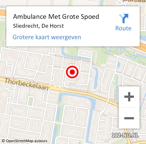 Locatie op kaart van de 112 melding: Ambulance Met Grote Spoed Naar Sliedrecht, De Horst op 22 januari 2020 18:27