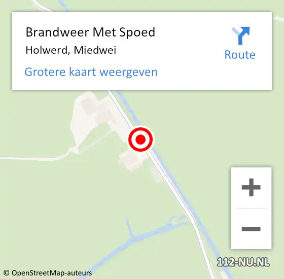 Locatie op kaart van de 112 melding: Brandweer Met Spoed Naar Holwerd, Miedwei op 22 januari 2020 18:41