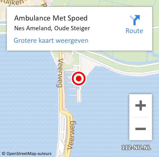Locatie op kaart van de 112 melding: Ambulance Met Spoed Naar Nes Ameland, Oude Steiger op 26 april 2014 10:05