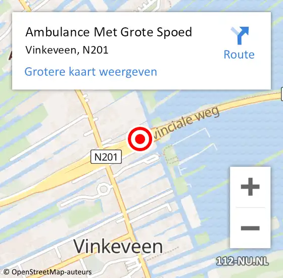 Locatie op kaart van de 112 melding: Ambulance Met Grote Spoed Naar Vinkeveen, N201 op 22 januari 2020 19:50