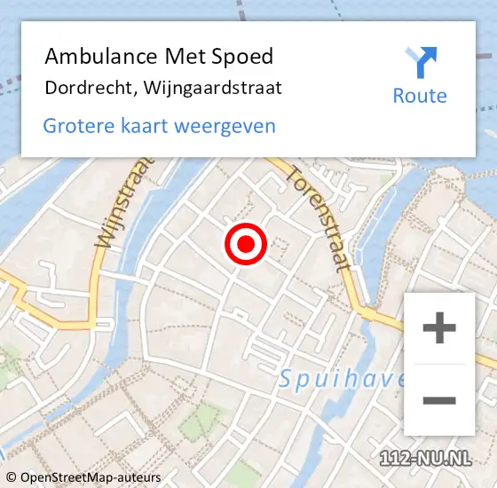 Locatie op kaart van de 112 melding: Ambulance Met Spoed Naar Dordrecht, Wijngaardstraat op 22 januari 2020 22:48