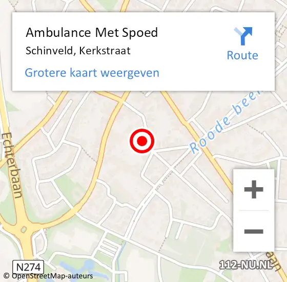 Locatie op kaart van de 112 melding: Ambulance Met Spoed Naar Schinveld, Kerkstraat op 26 april 2014 10:37