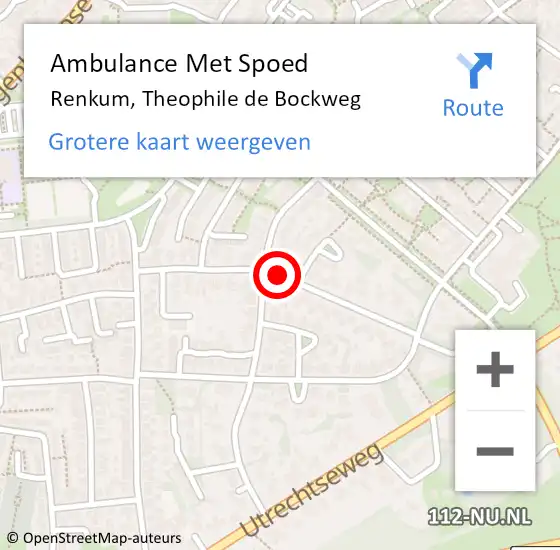Locatie op kaart van de 112 melding: Ambulance Met Spoed Naar Renkum, Theophile De Bockweg op 23 januari 2020 11:22
