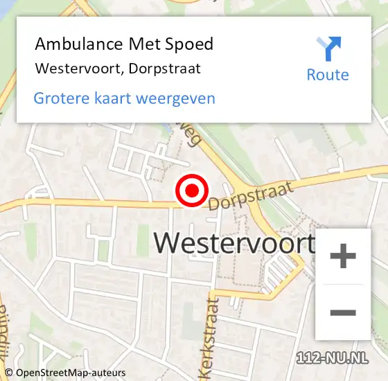 Locatie op kaart van de 112 melding: Ambulance Met Spoed Naar Westervoort, Dorpstraat op 23 januari 2020 12:44