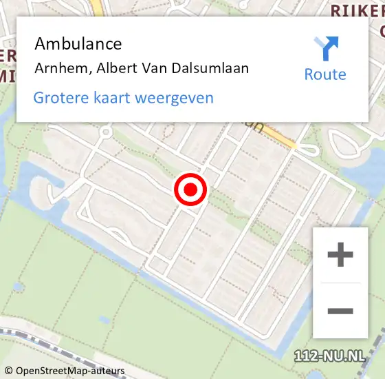 Locatie op kaart van de 112 melding: Ambulance Arnhem, Albert Van Dalsumlaan op 23 januari 2020 13:45