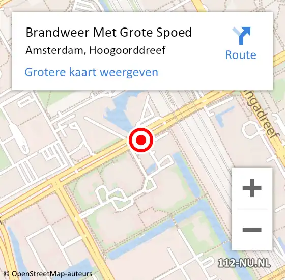 Locatie op kaart van de 112 melding: Brandweer Met Grote Spoed Naar Amsterdam, Hoogoorddreef op 23 januari 2020 18:59
