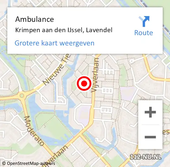 Locatie op kaart van de 112 melding: Ambulance Krimpen aan den IJssel, Lavendel op 24 januari 2020 08:40