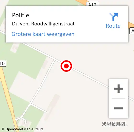 Locatie op kaart van de 112 melding: Politie Duiven, Roodwilligenstraat op 24 januari 2020 08:41