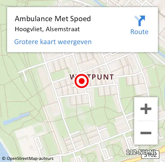 Locatie op kaart van de 112 melding: Ambulance Met Spoed Naar Hoogvliet, Alsemstraat op 24 januari 2020 11:29