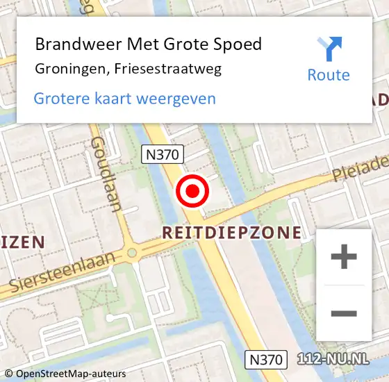 Locatie op kaart van de 112 melding: Brandweer Met Grote Spoed Naar Groningen, Friesestraatweg op 24 januari 2020 21:07