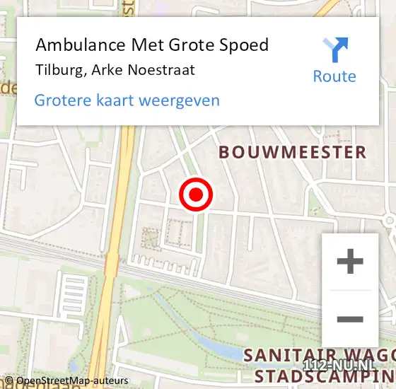 Locatie op kaart van de 112 melding: Ambulance Met Grote Spoed Naar Tilburg, Arke Noestraat op 24 januari 2020 21:41