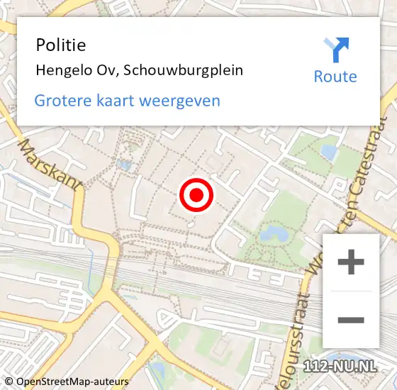 Locatie op kaart van de 112 melding: Politie Hengelo Ov, Schouwburgplein op 25 januari 2020 01:10