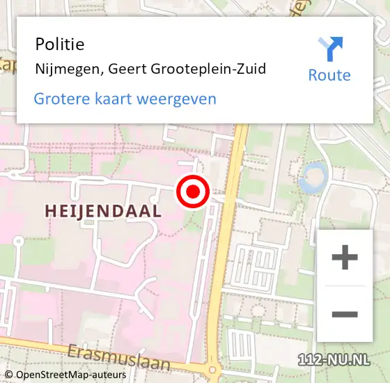 Locatie op kaart van de 112 melding: Politie Nijmegen, Geert Grooteplein-Zuid op 25 januari 2020 01:48