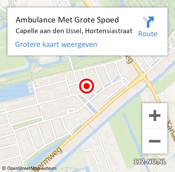 Locatie op kaart van de 112 melding: Ambulance Met Grote Spoed Naar Capelle aan den IJssel, Hortensiastraat op 25 januari 2020 03:23