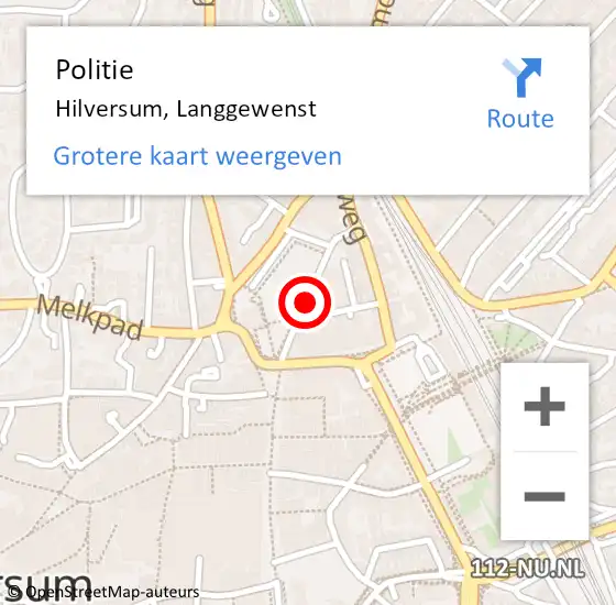 Locatie op kaart van de 112 melding: Politie Hilversum, Langgewenst op 25 januari 2020 04:00