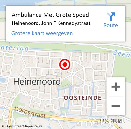 Locatie op kaart van de 112 melding: Ambulance Met Grote Spoed Naar Heinenoord, John F Kennedystraat op 25 januari 2020 05:29