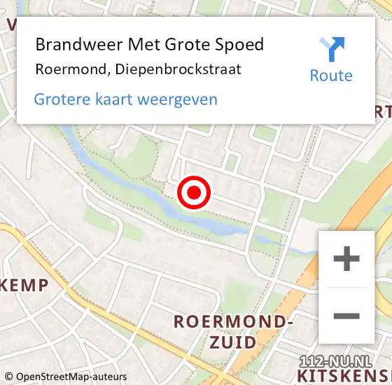 Locatie op kaart van de 112 melding: Brandweer Met Grote Spoed Naar Roermond, Diepenbrockstraat op 25 januari 2020 05:47