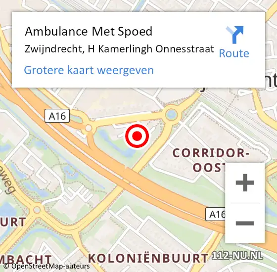 Locatie op kaart van de 112 melding: Ambulance Met Spoed Naar Zwijndrecht, H Kamerlingh Onnesstraat op 25 januari 2020 09:43