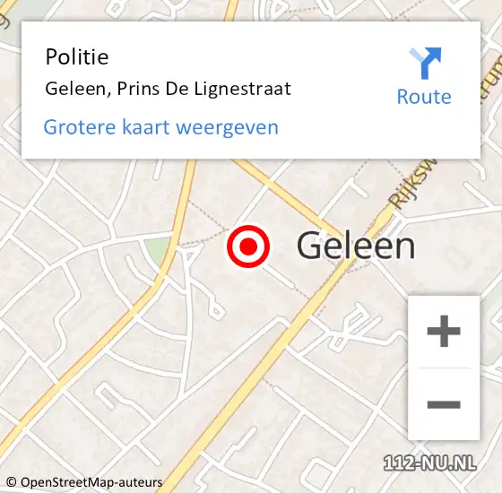 Locatie op kaart van de 112 melding: Politie Geleen, Prins De Lignestraat op 25 januari 2020 10:28