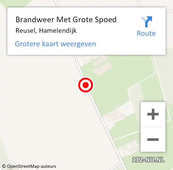 Locatie op kaart van de 112 melding: Brandweer Met Grote Spoed Naar Reusel, Hamelendijk op 25 januari 2020 10:35